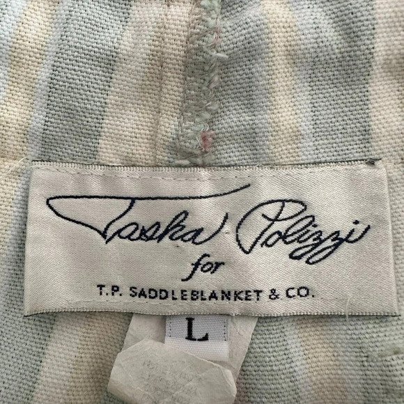 Tasha Polizzi Pants Womens Large Green Striped Wide Leg Beach Coastal Tropical - Picture 6 of 16